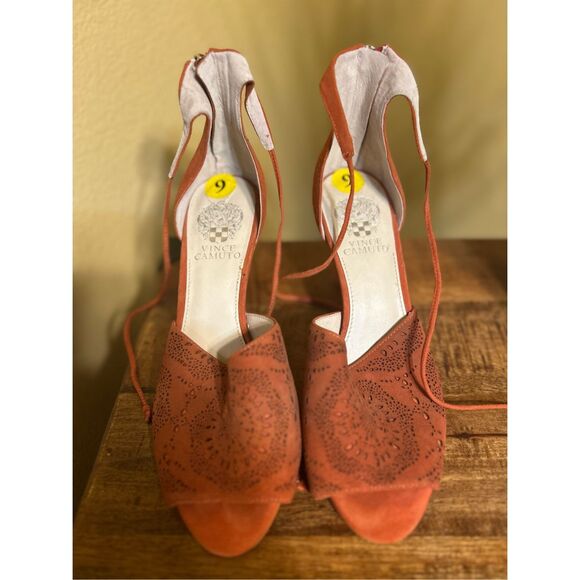 Vince Camuto Shoes - Vince Camuto suede orangish/red heels